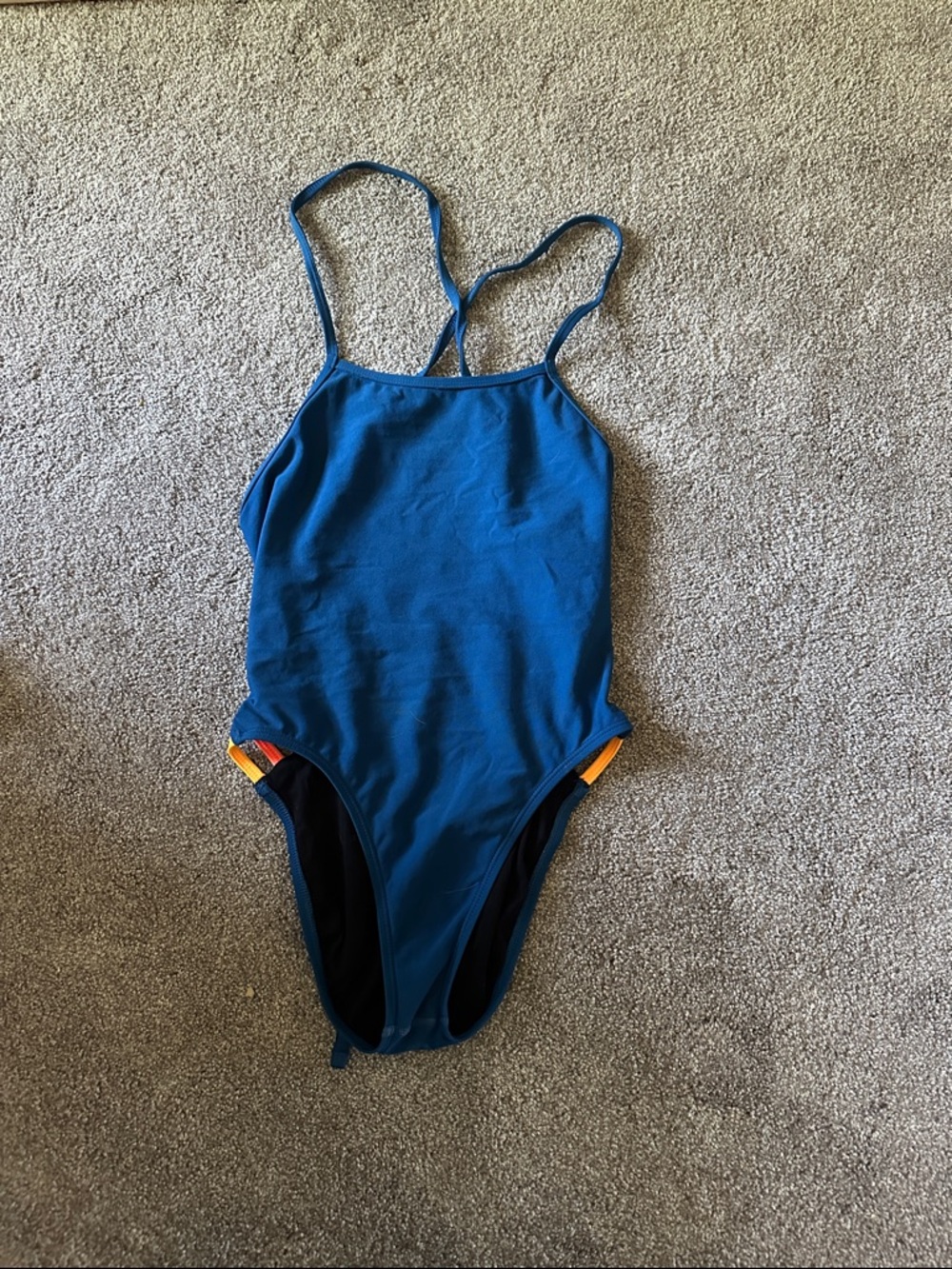 Jolyn “Gavin” Blue One-Piece Swimsuit with Orange Accent